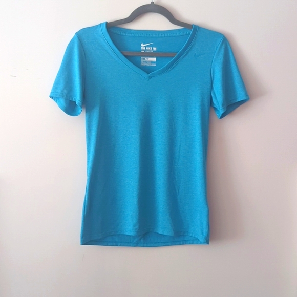 Nike Womens Dri Fit bleu V-Neck T-shirt S - Picture 1 of 3